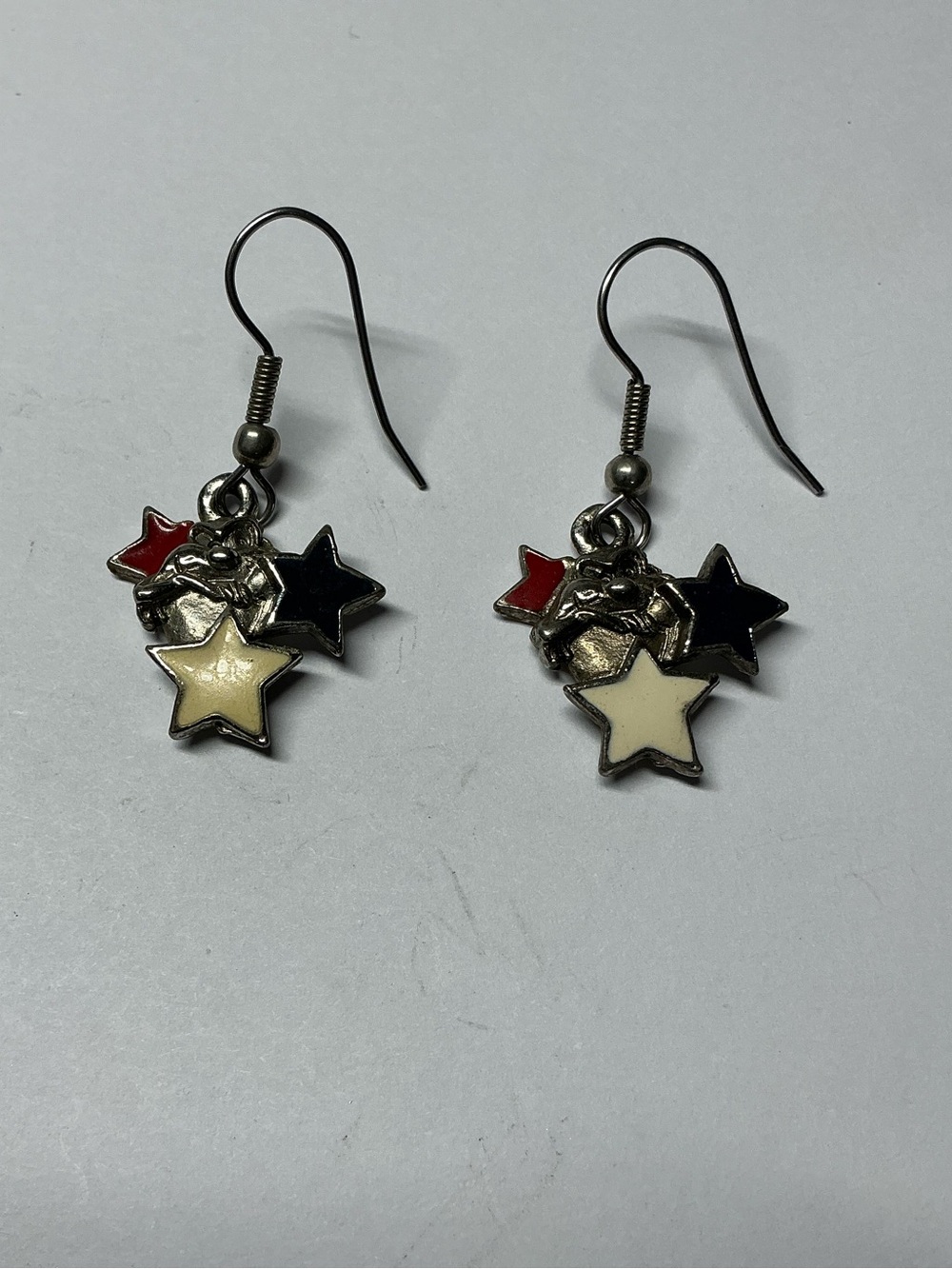 Sterling Silver Warner Bros. Star Cluster Dangle Earrings W Tasmanian Devil